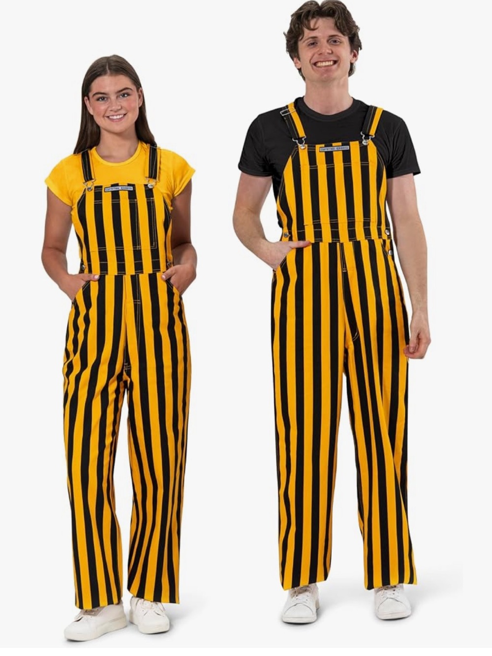 Game Bibs Striped Yellow & Black Overalls Size Large